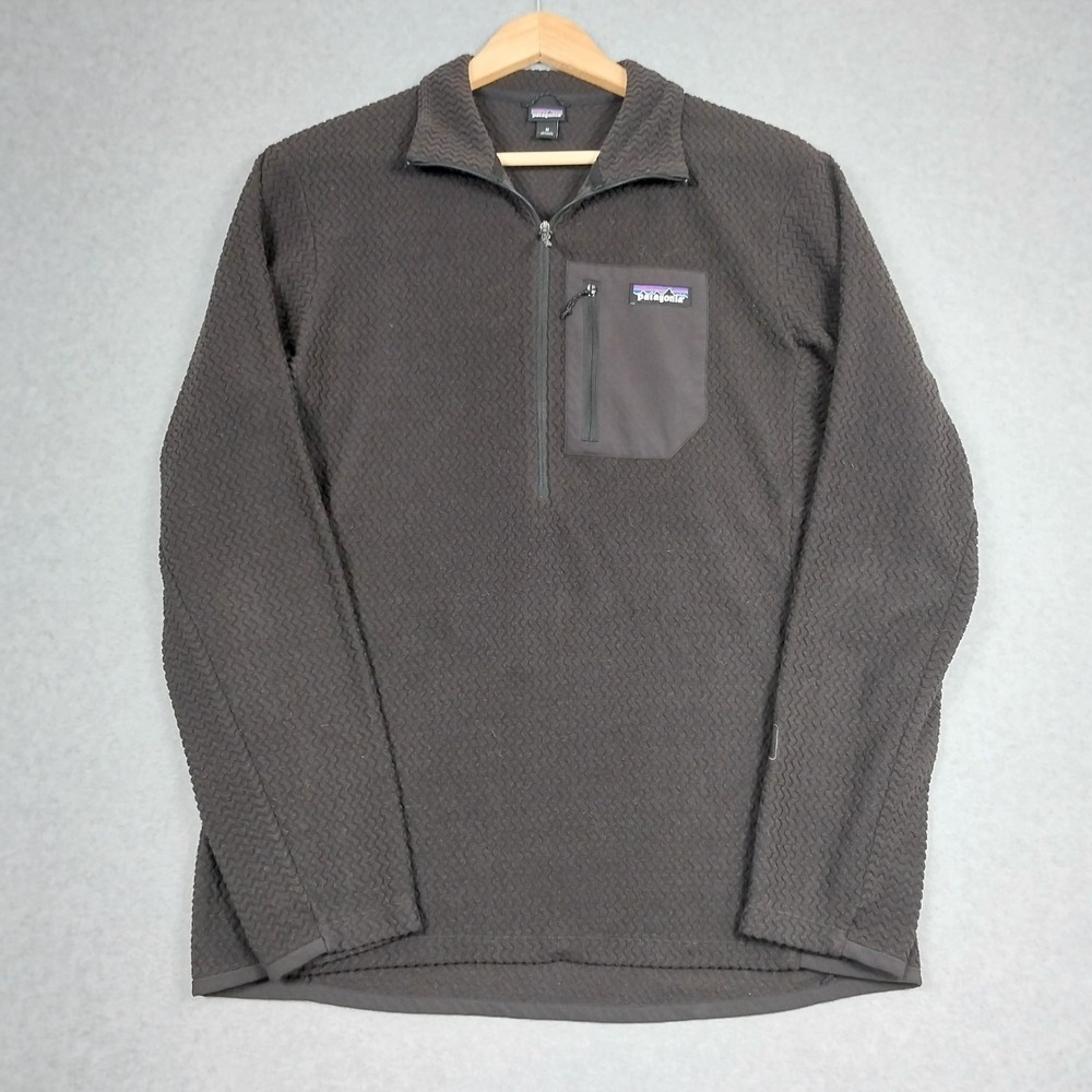 Patagonia R1 Air Mens Medium Black Zip Neck Fleece Pullover Sweater Hiking